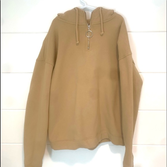 Topshop - Camel/tan hooded half zip up - Picture 2 of 2